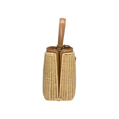 Prada Beige Panier Mini Wicker Top Handle