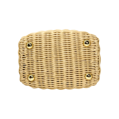 Prada Beige Panier Mini Wicker Top Handle
