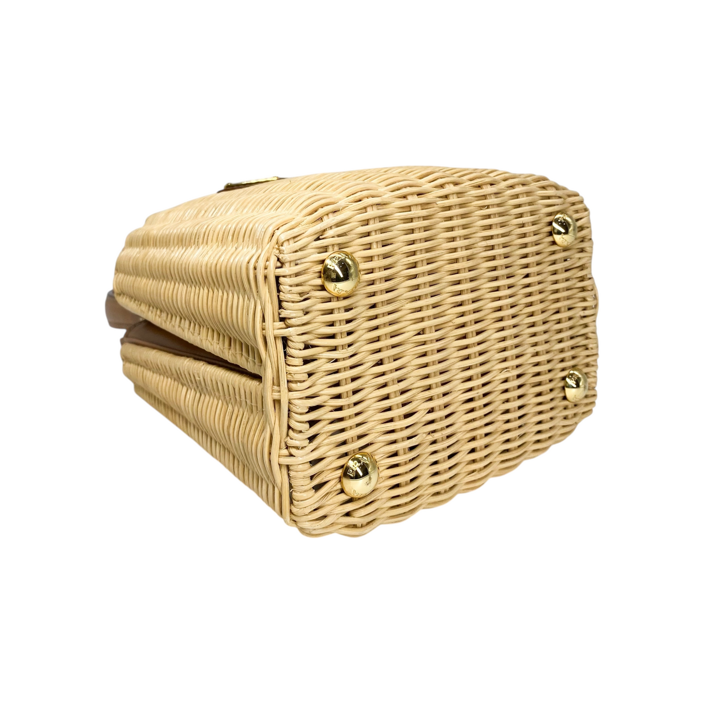 Prada Beige Panier Mini Wicker Top Handle