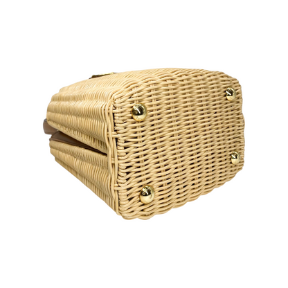 Prada Beige Panier Mini Wicker Top Handle