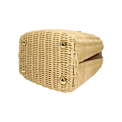 Prada Beige Panier Mini Wicker Top Handle