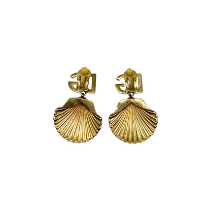 Dolce & Gabbana Gold Shell Clip-On Earrings