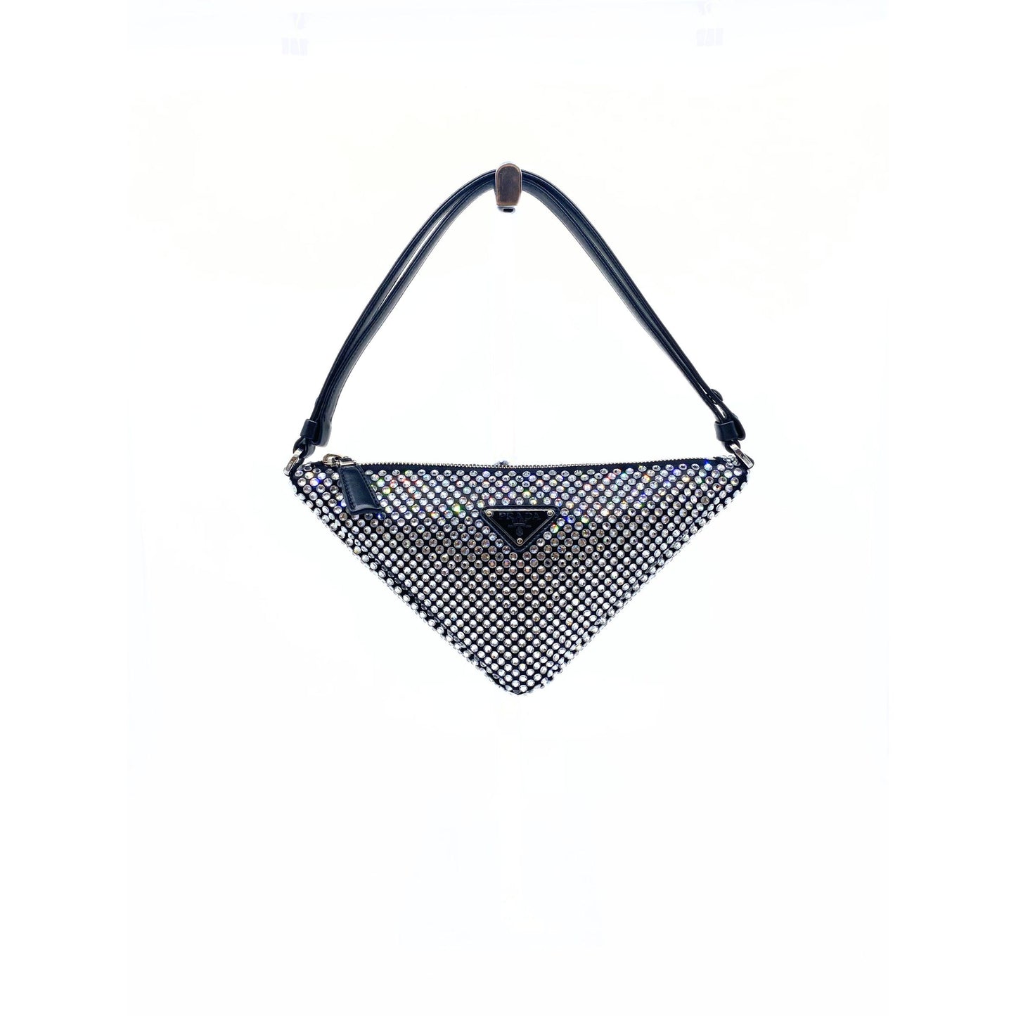 Prada Black Crystal Satin Triangle