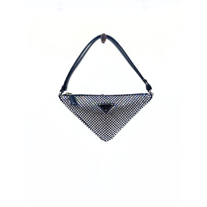 Prada Black Crystal Satin Triangle