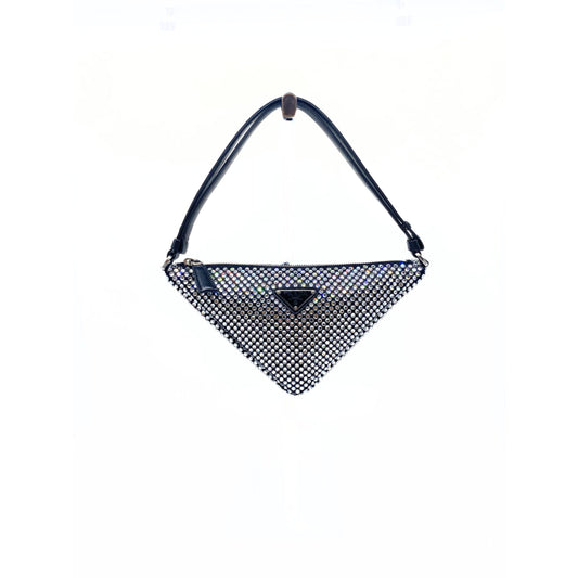 Prada Black Crystal Satin Triangle
