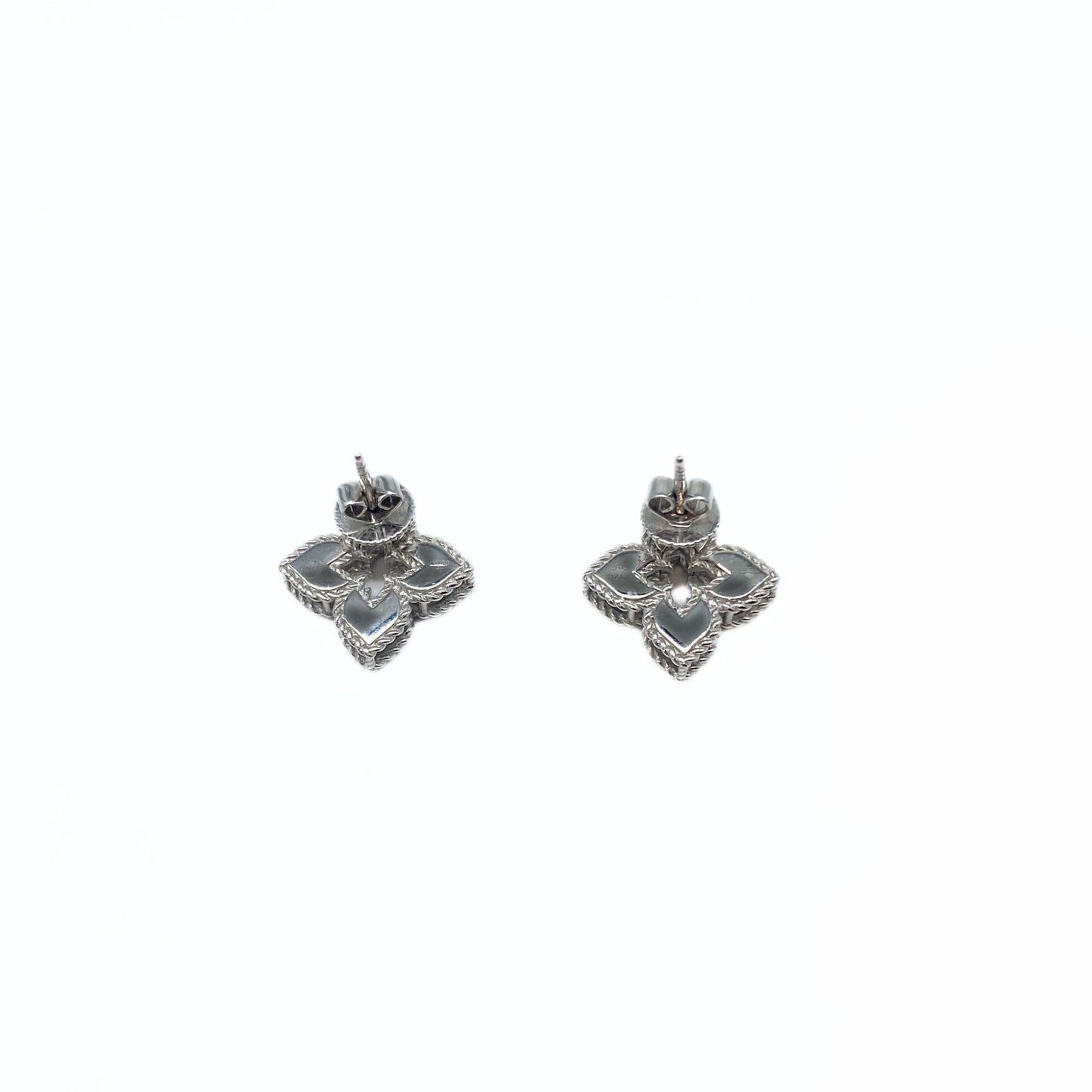 Roberto Coin Venetian Princess Diamond and 18K Gold Satin Finish Flower Stud Earrings