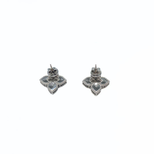 Roberto Coin Venetian Princess Diamond and 18K Gold Satin Finish Flower Stud Earrings