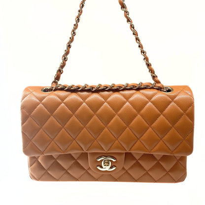 Chanel Caramel Medium Classic Double Flap Caviar Gold Hardware