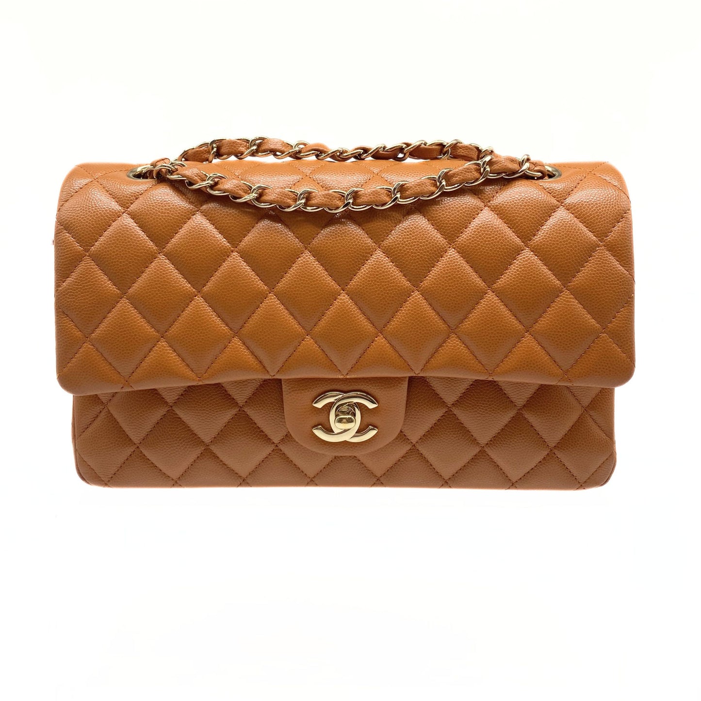 Chanel Caramel Medium Classic Double Flap Caviar Gold Hardware