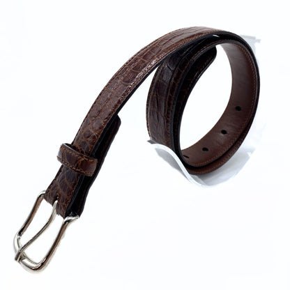 Polo Ralph Lauren Brown Alligator Leather and Silver Hardware Belt