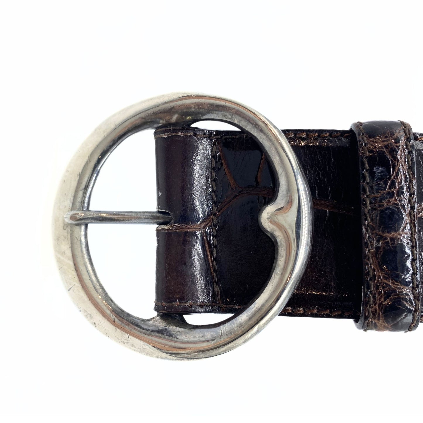 Polo Ralph Lauren Reddish Brown Alligator Leather Wide Belt