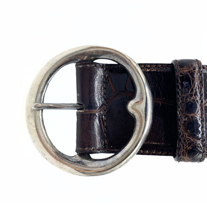Polo Ralph Lauren Reddish Brown Alligator Leather Wide Belt