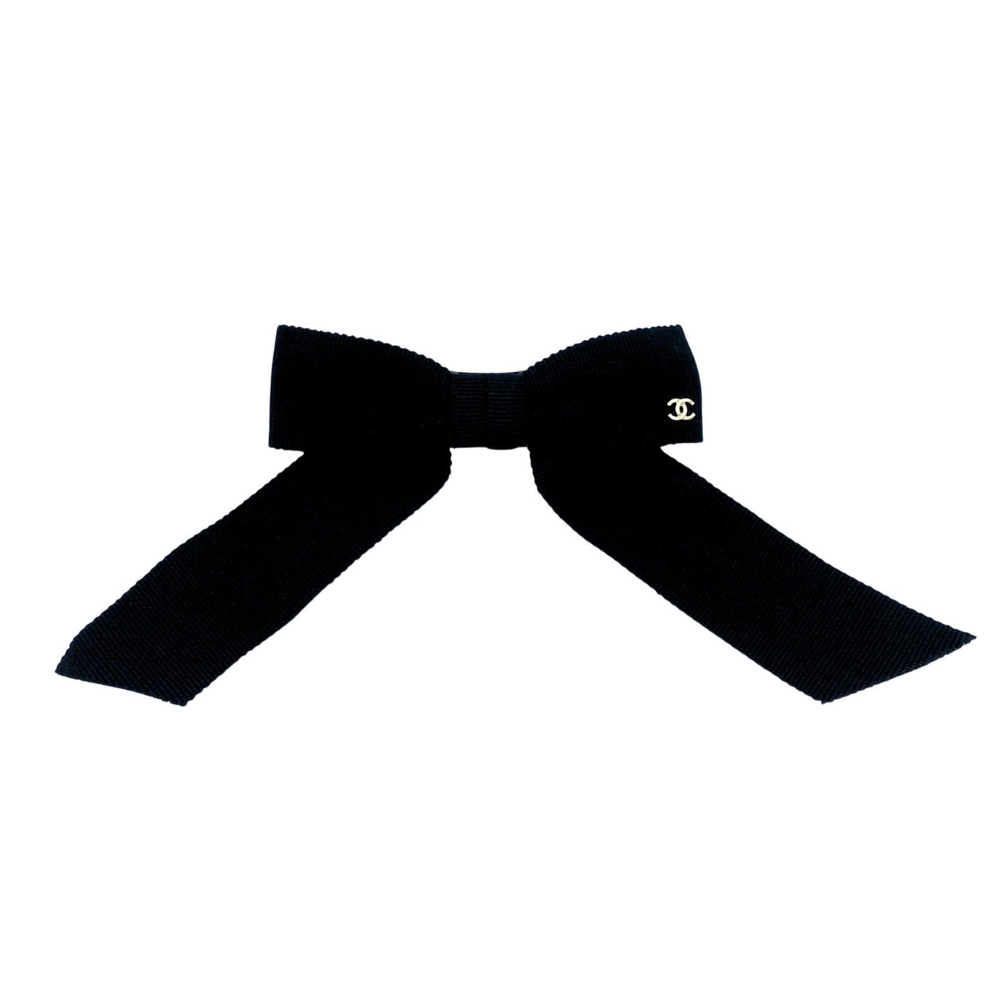 Chanel Grosgrain Bow CC Hair Clip Black