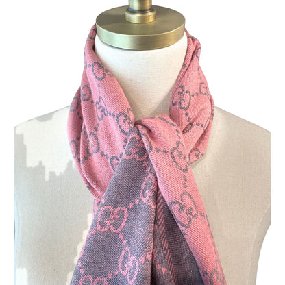 Gucci Monogram Gray and Pink Shawl