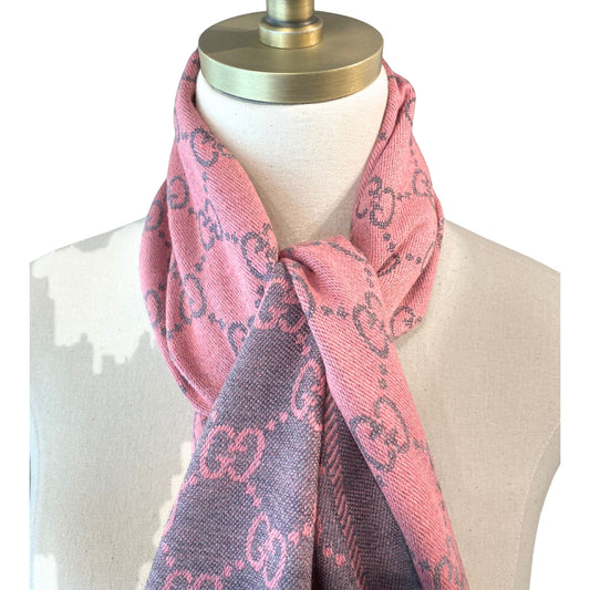 Gucci Monogram Gray and Pink Shawl