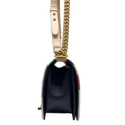 Chanel Multicolor Lambskin Leather Limited Edition Patchwork Camelia Boy Bag