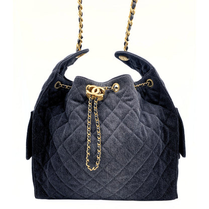 Chanel 25 Medium Black Denim Bag