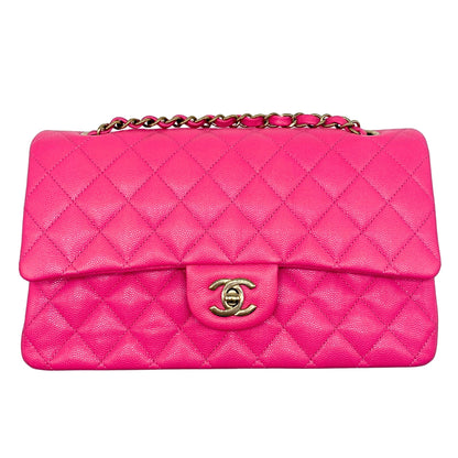 Chanel Medium Classic Caviar Pink Light Gold Hardware