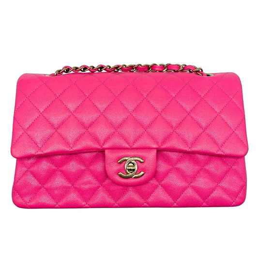 Chanel Medium Classic Caviar Pink Light Gold Hardware