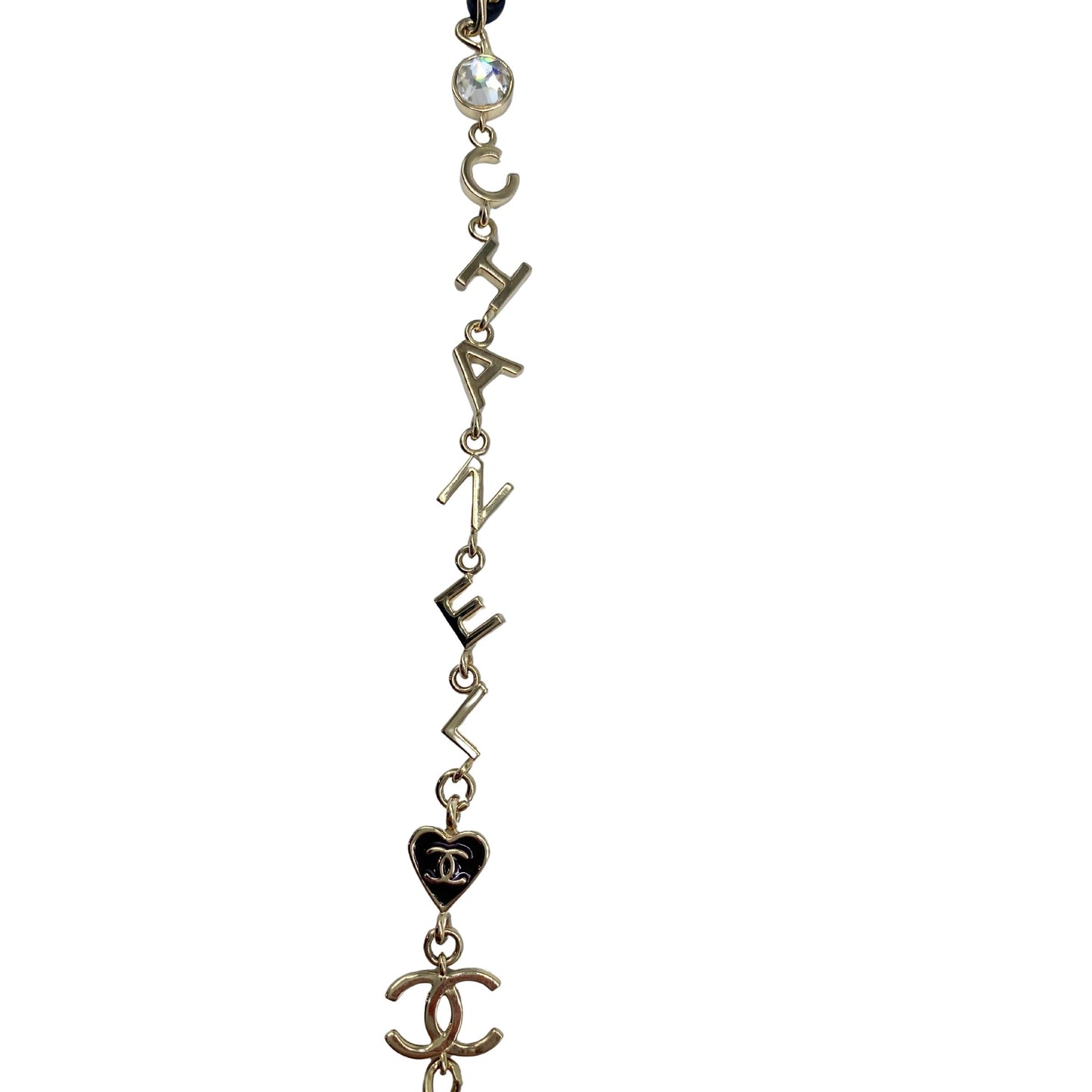 Chanel Black and Gold Sunglasses with Chain