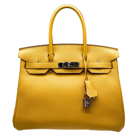 Hermes Birkin 30 Jaune d'Ambre Togo Leather w/ Platinum Hardware