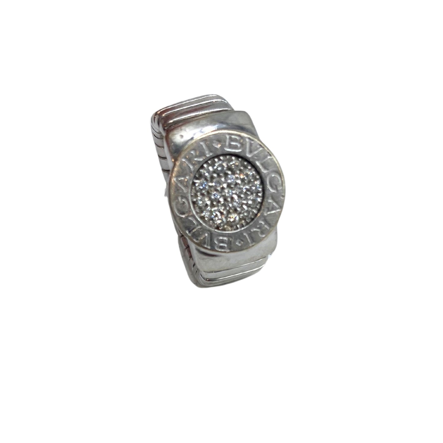 Bvlgari Tubogas 18K Pave Ring