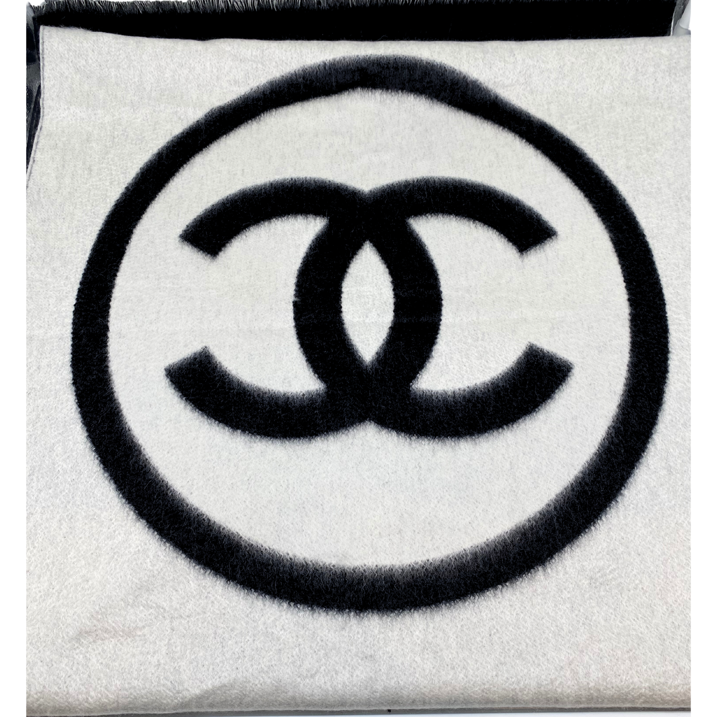 Chanel XL Black/Grey Logo Stole