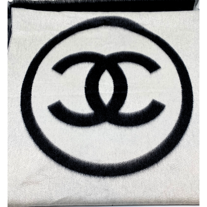 Chanel XL Black/Grey Logo Stole