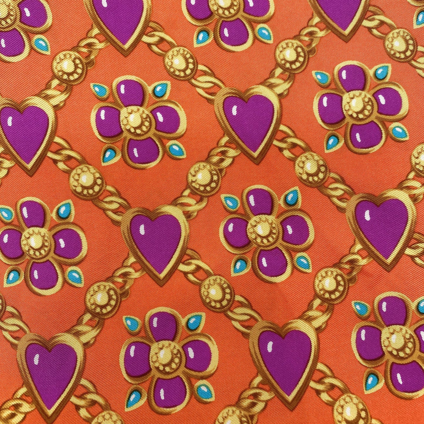 YSL Vintage Heart/Chain Print Scarf
