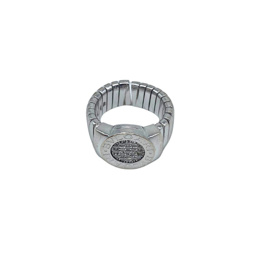 Bvlgari Tubogas 18K Pave Ring