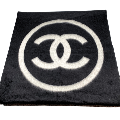 Chanel XL Black/Grey Logo Stole