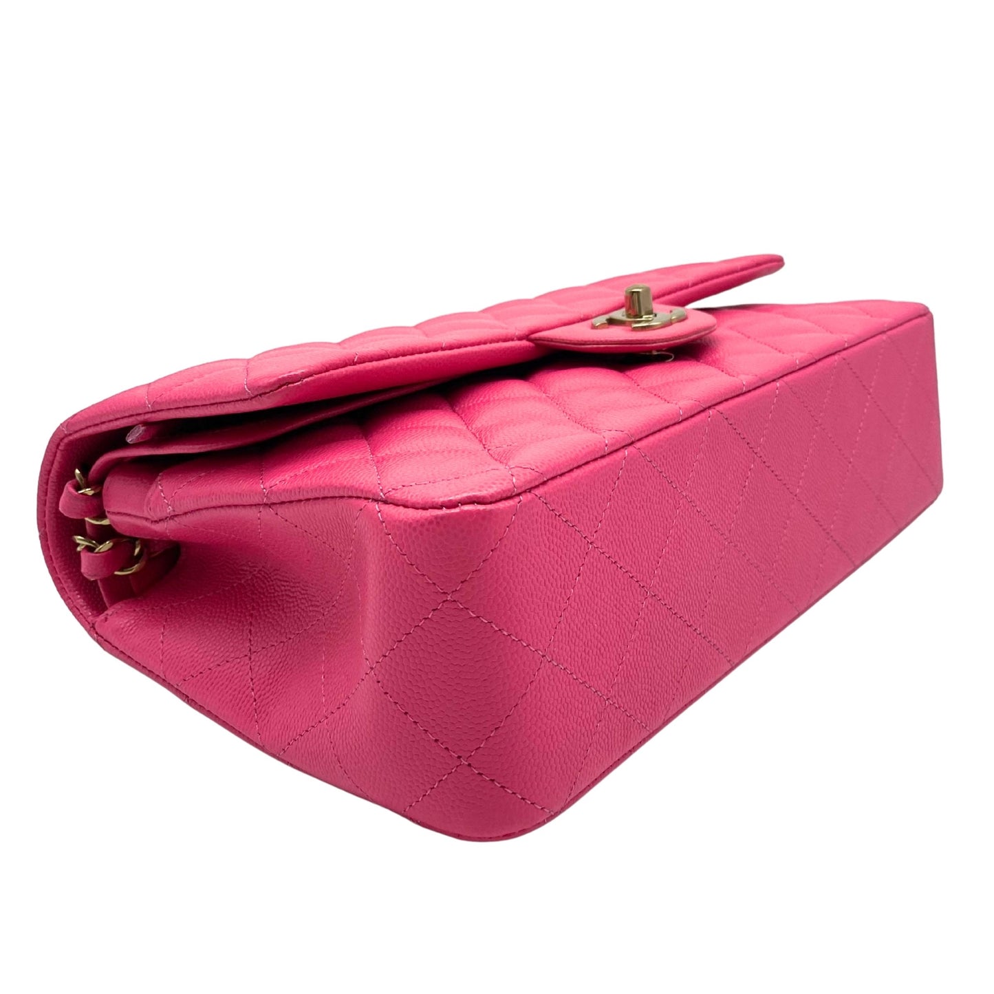 Chanel Medium Classic Caviar Pink Light Gold Hardware