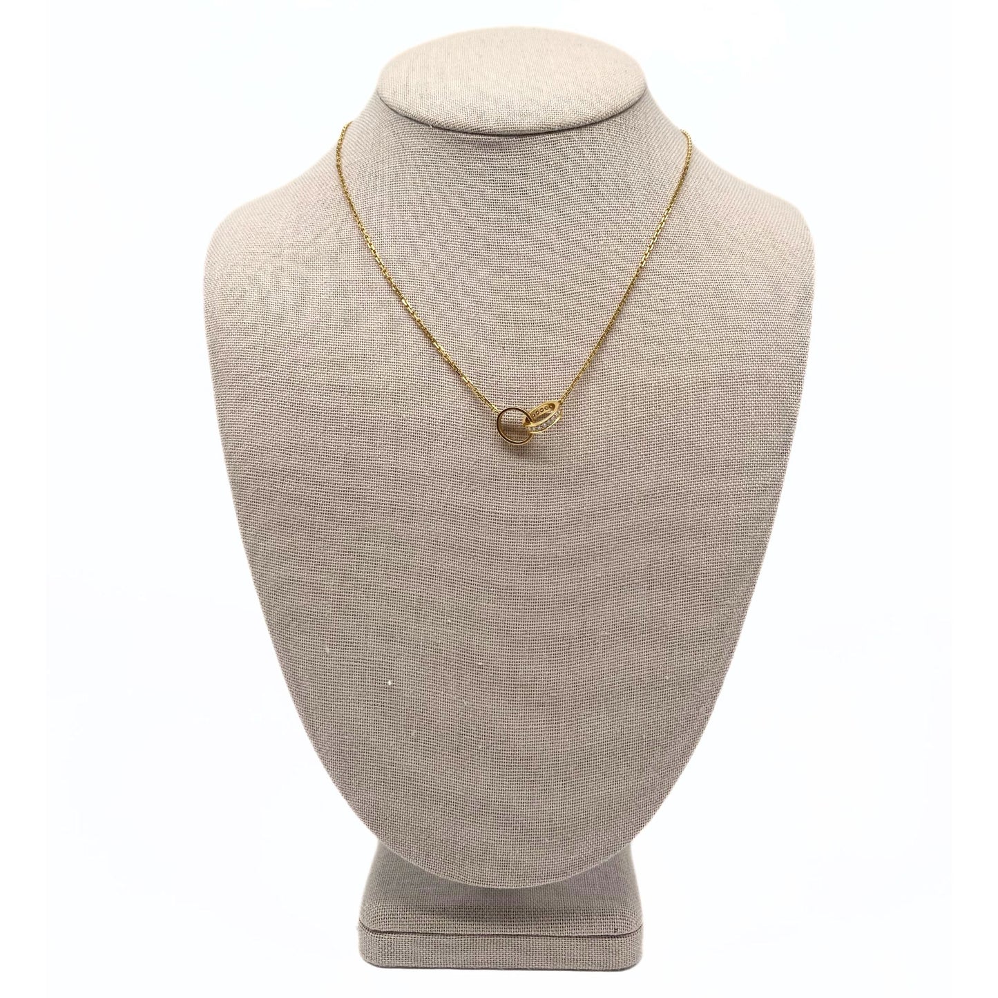 Cartier Love Half Paved 18K Gold Necklace