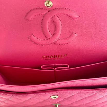 Chanel Medium Classic Caviar Pink Light Gold Hardware