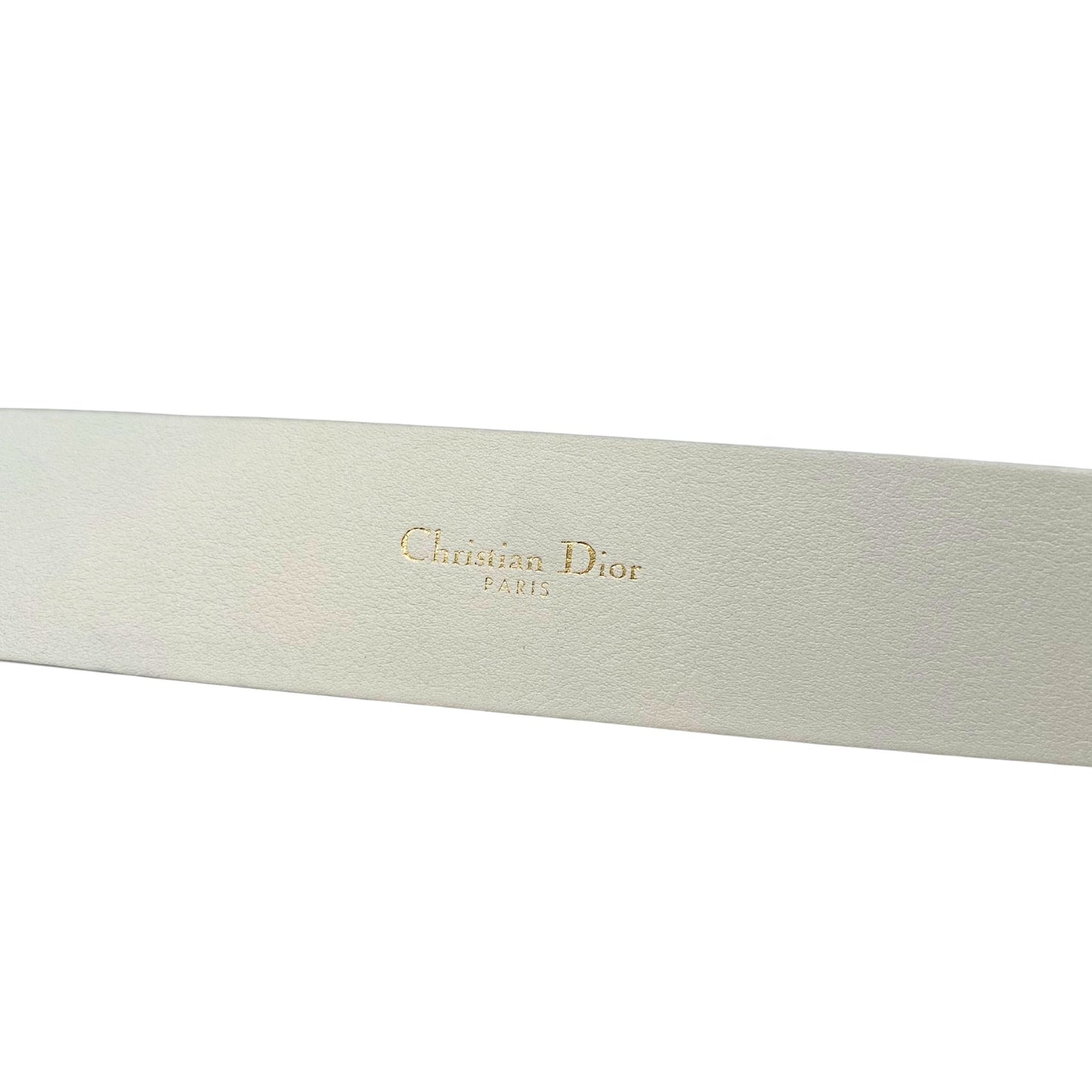 Christian Dior White Calfskin Leather D-Buckle Belt