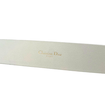 Christian Dior White Calfskin Leather D-Buckle Belt