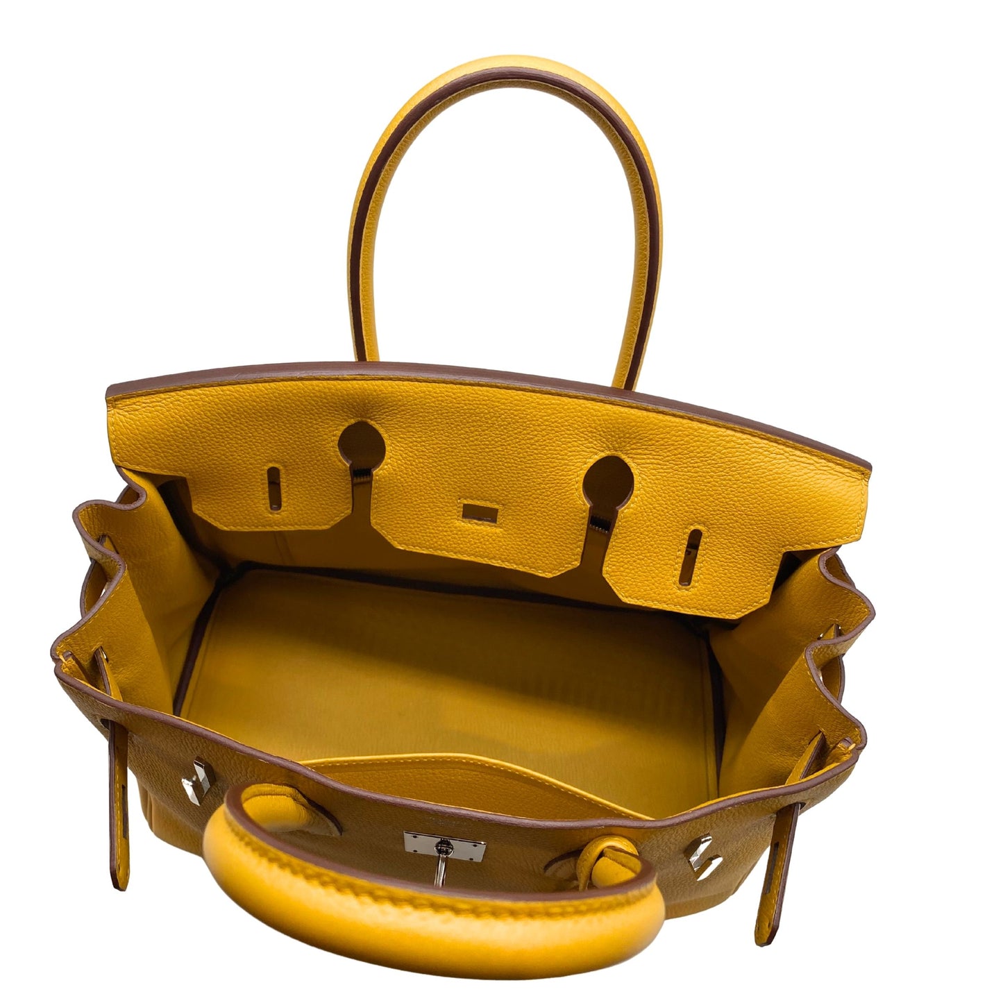Hermes Birkin 30 Jaune d'Ambre Togo Leather w/ Platinum Hardware