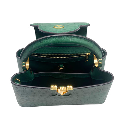 Louis Vuitton Capucine BB Green Ostrich Leather