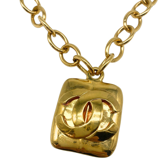 Chanel Gold CC Square Necklace