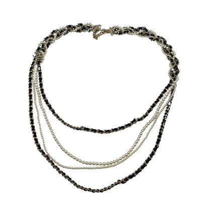 Chanel CC Logo Pearl Multi Chain Long Necklace