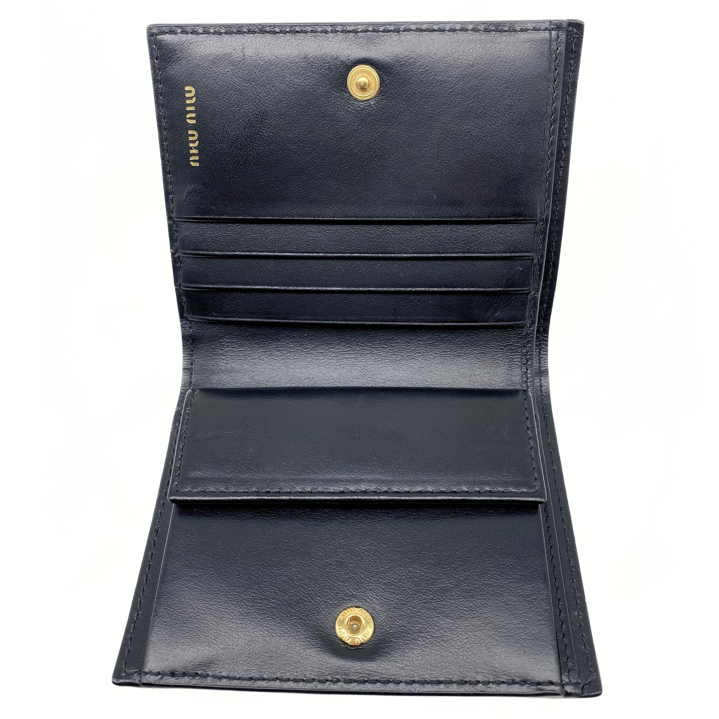 Miu Miu Black Crocodile Embossed Compact Wallet
