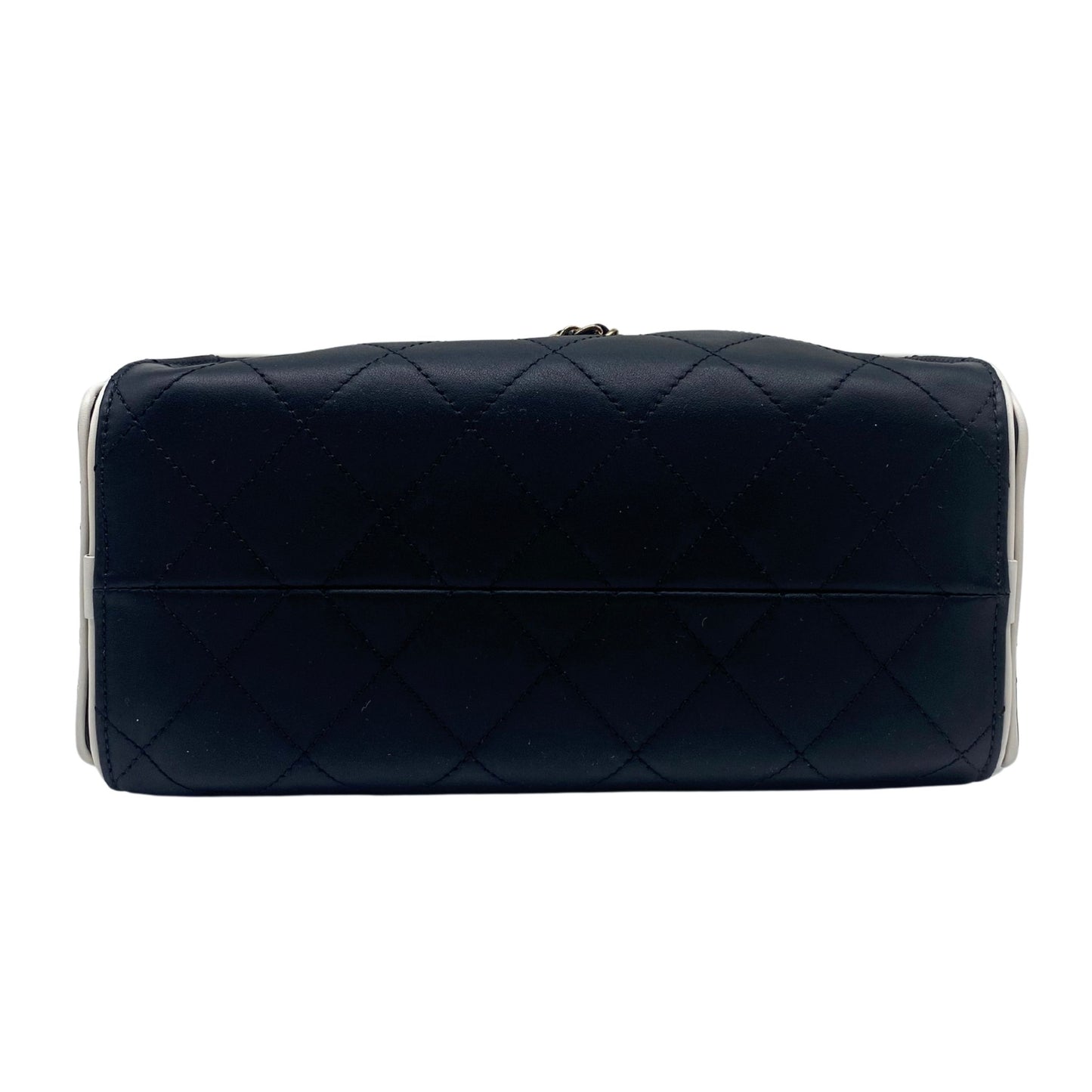 Chanel 25 Mini Black Leather w/ White Trim, Gold Hardware
