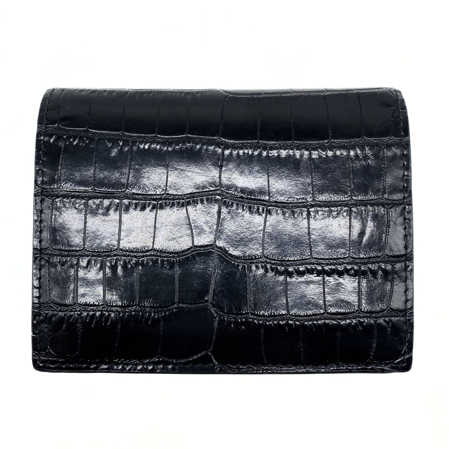 Miu Miu Black Crocodile Embossed Compact Wallet