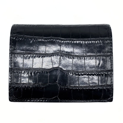 Miu Miu Black Crocodile Embossed Compact Wallet