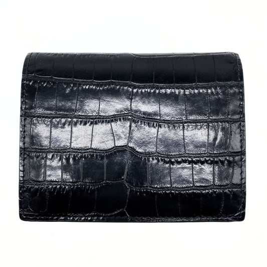 Miu Miu Black Crocodile Embossed Compact Wallet