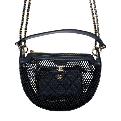 Chanel Black Mesh Hobo With Chains