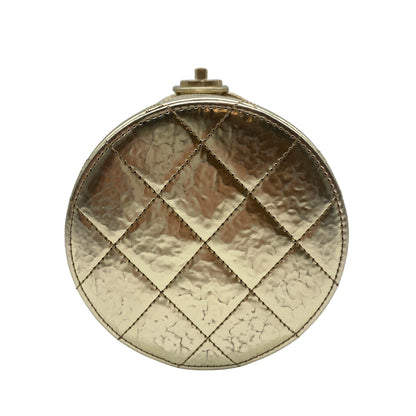 Chanel CC Turnlock Vanity Case with Chain Quilted Hammered Metallic Calfskin Small