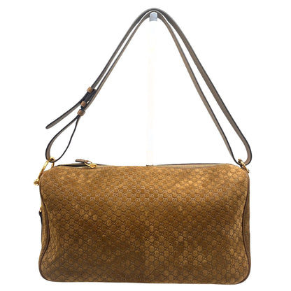 Suede GG Monogram Half Horsebit Medium Shoulder Bag Brown