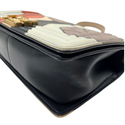 Chanel Multicolor Lambskin Leather Limited Edition Patchwork Camelia Boy Bag