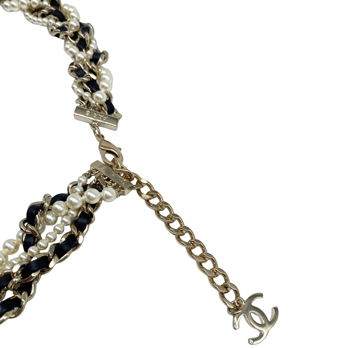 Chanel CC Logo Pearl Multi Chain Long Necklace